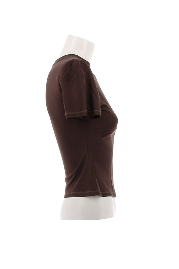 Tee-shirt en soie marron