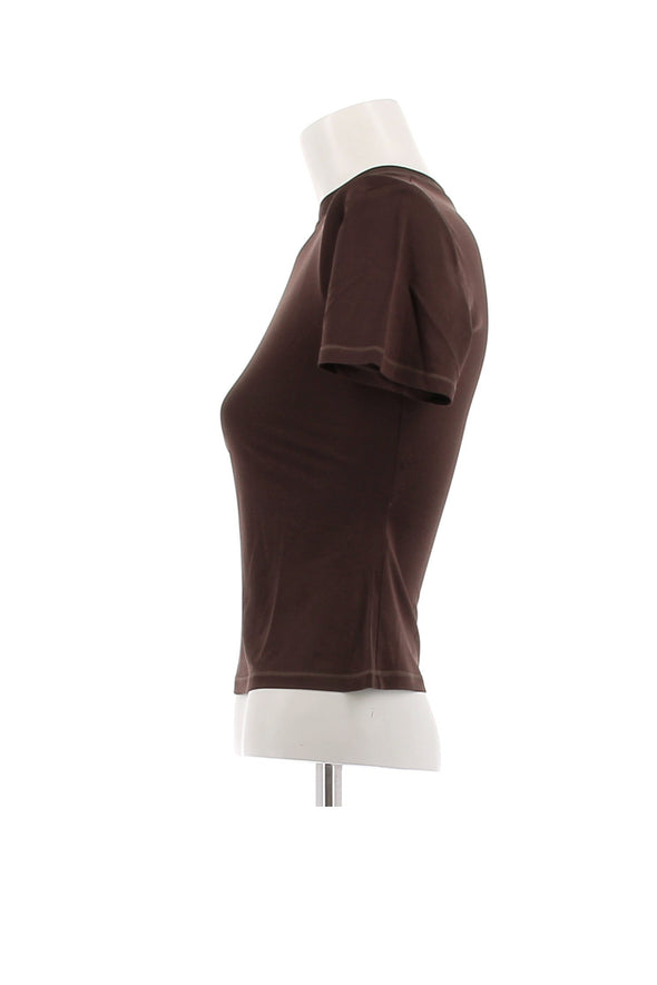 Tee-shirt en soie marron