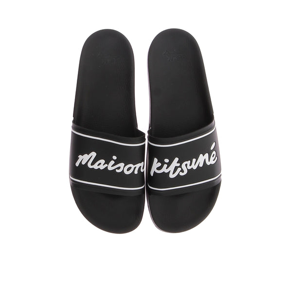 Claquettes noires avec motif "Maison Kitsuné"