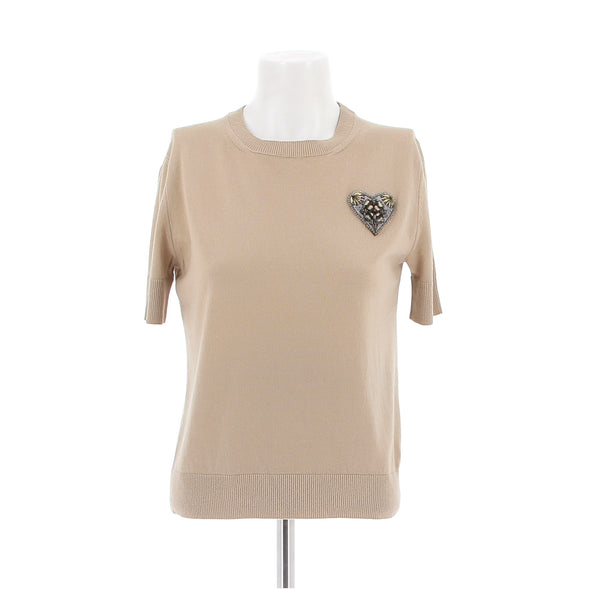 Top en cachemire beige