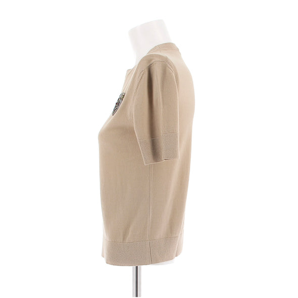 Top en cachemire beige