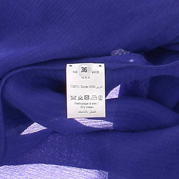 Top bleu électrique en soie