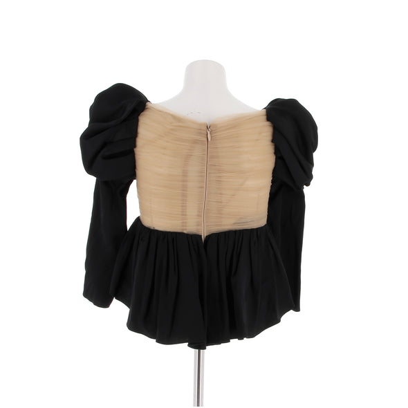 Top en soie noir