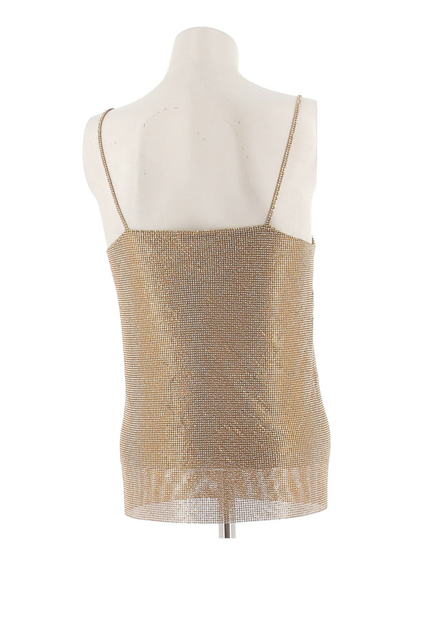 Top côte de maille doré et strass