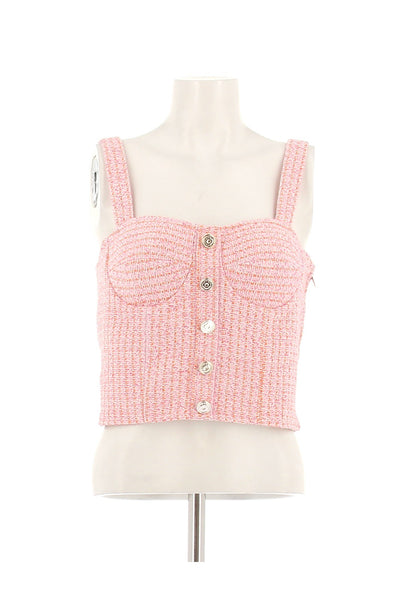 Top en tweed rose
