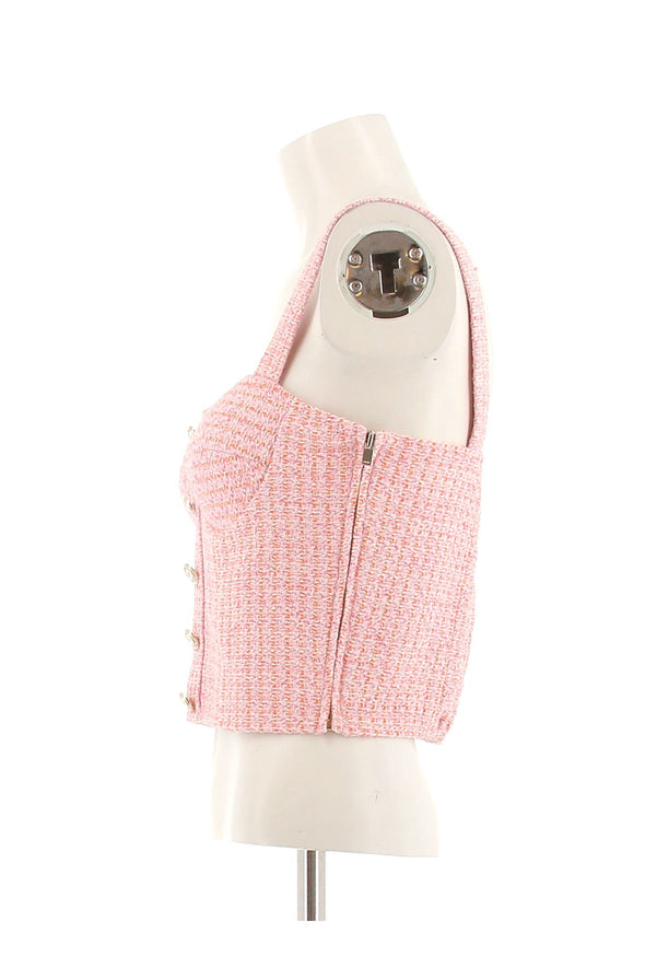 Top en tweed rose