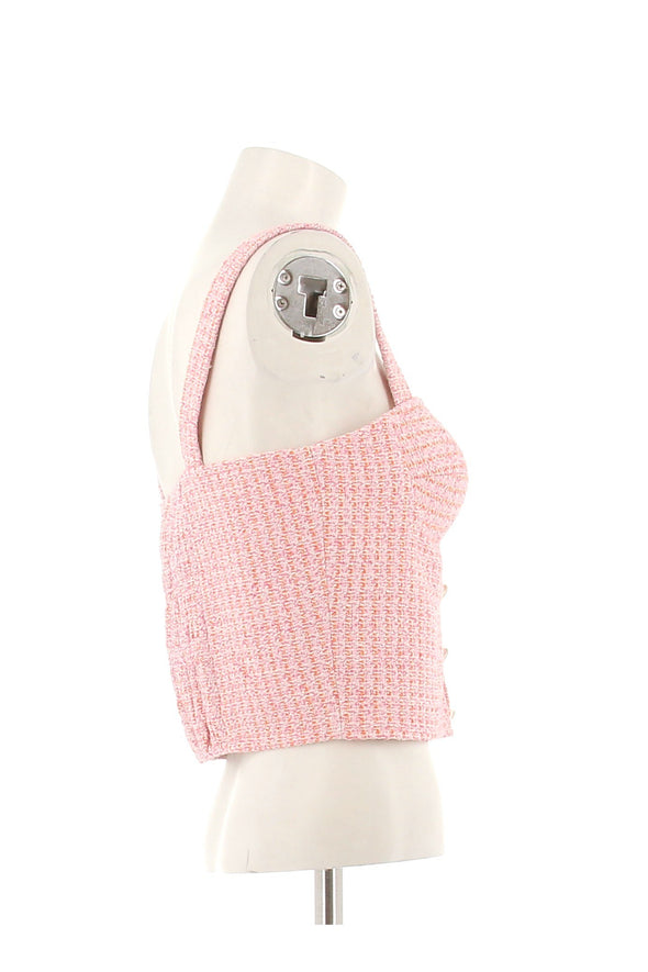 Top en tweed rose