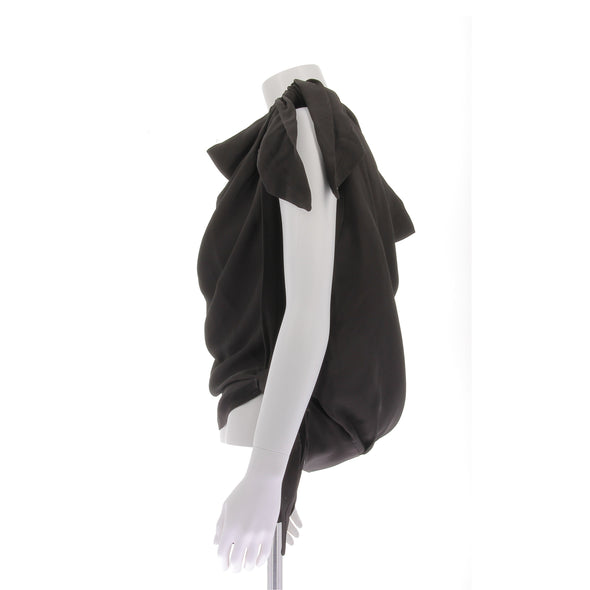 Top drapé marron