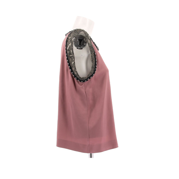 Top en soie rose