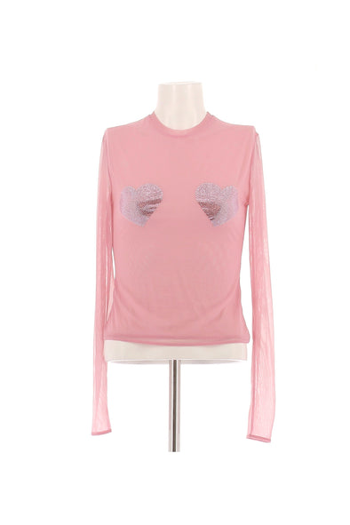 Top rose à strass