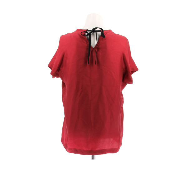 Top en soie rouge