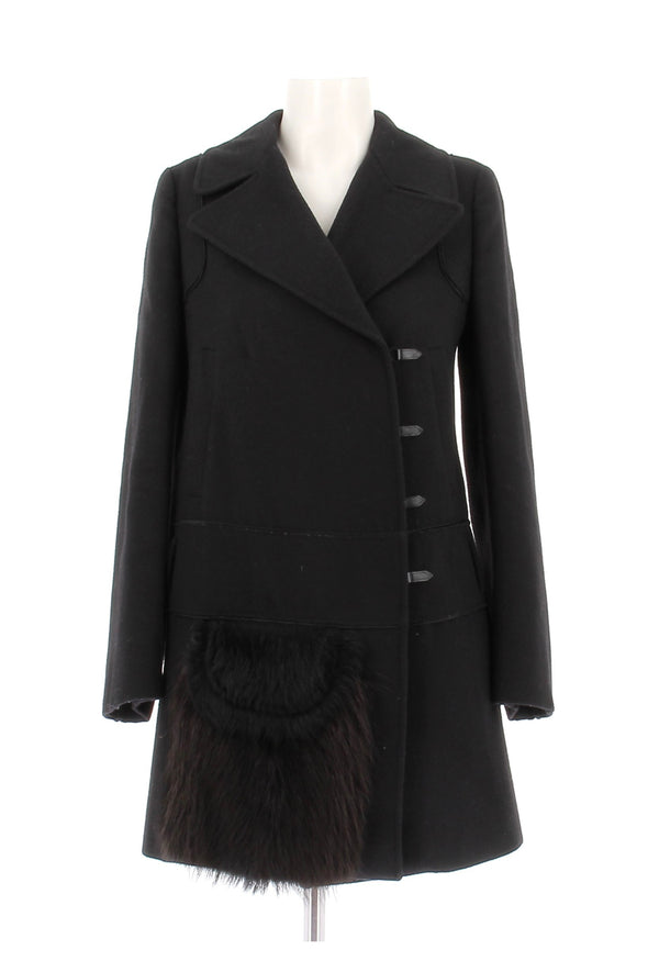 Manteau en laine et fourrure