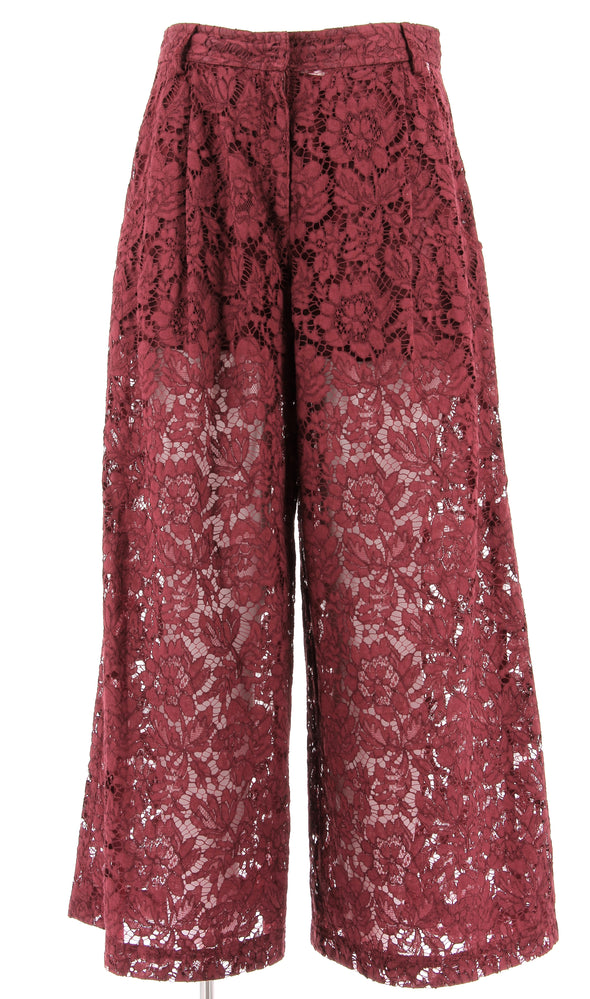 Pantalon en dentelle bordeaux