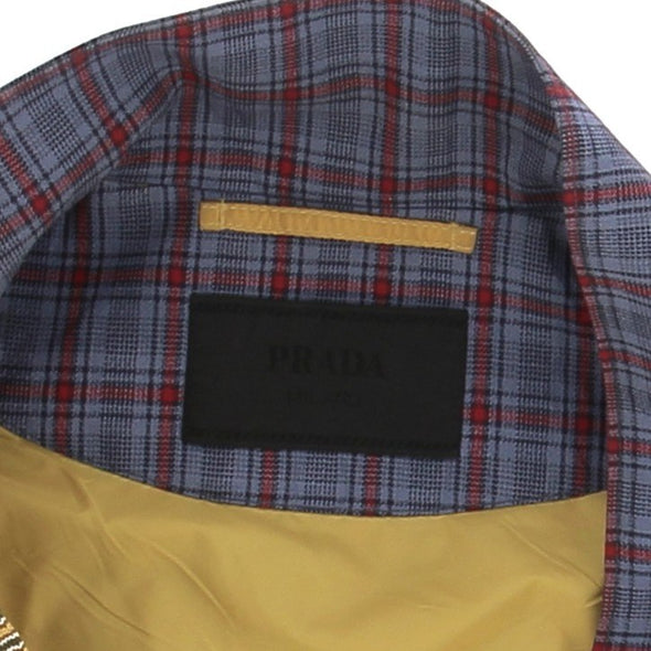 Veste jacquard bleue et rouge