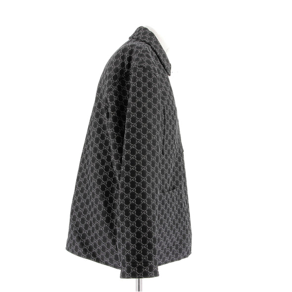 Veste monogrammée grise en laine