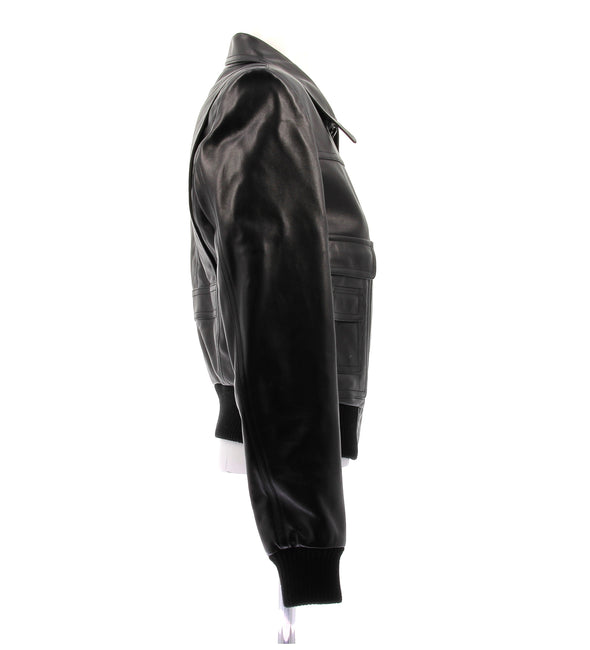 Veste en cuir noir