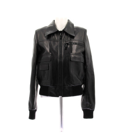 Veste en cuir noir