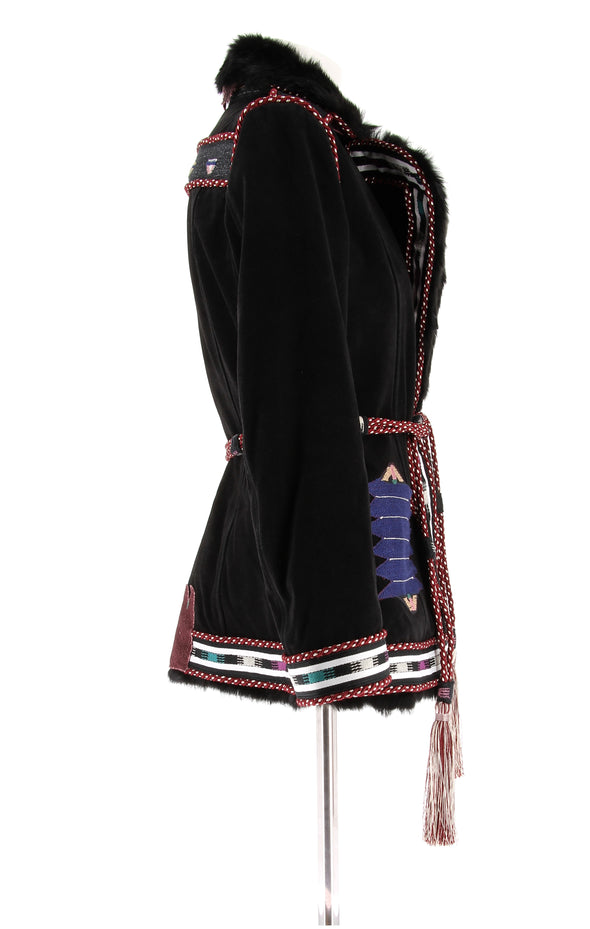 Veste en daim et fourrure