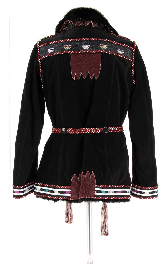 Veste en daim et fourrure