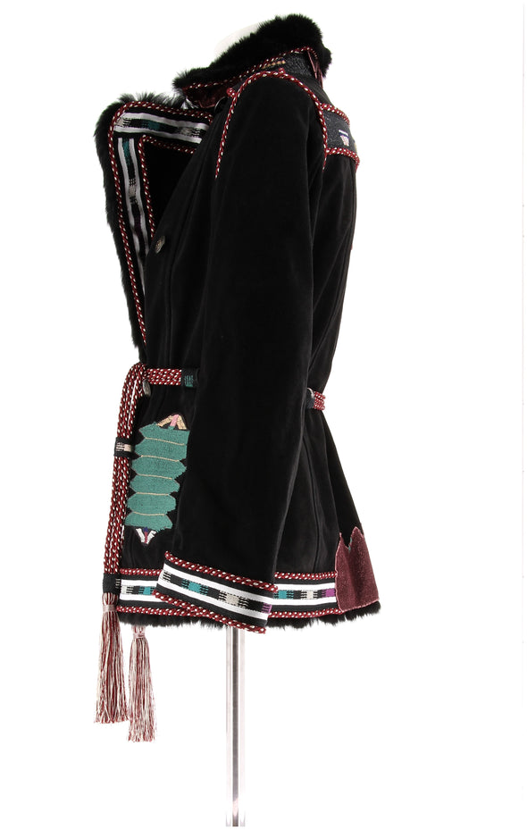 Veste en daim et fourrure