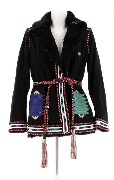 Veste en daim et fourrure