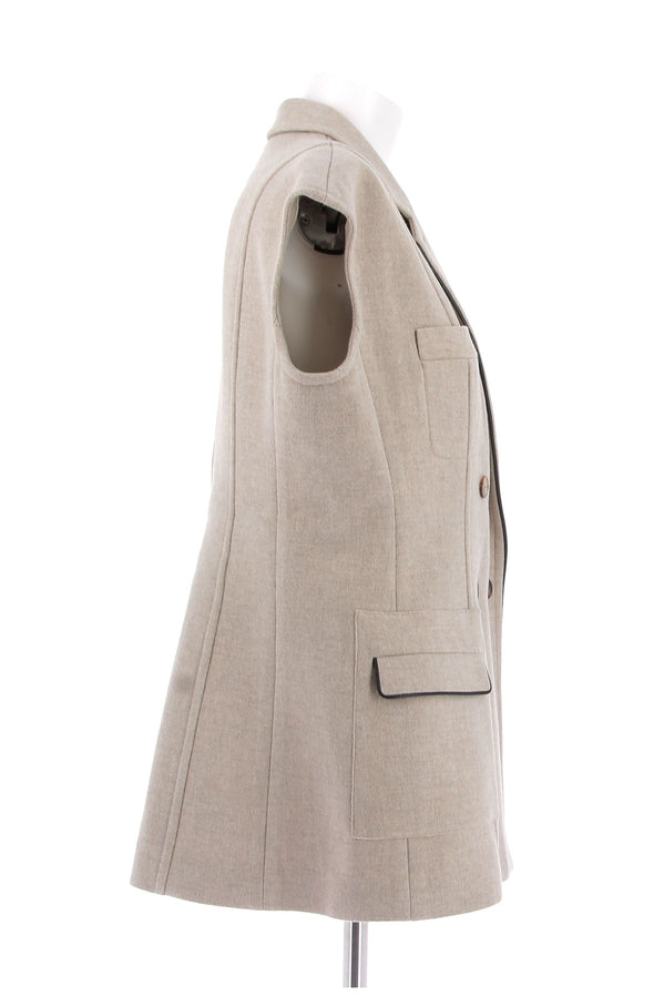 Veste beige sans manches en laine