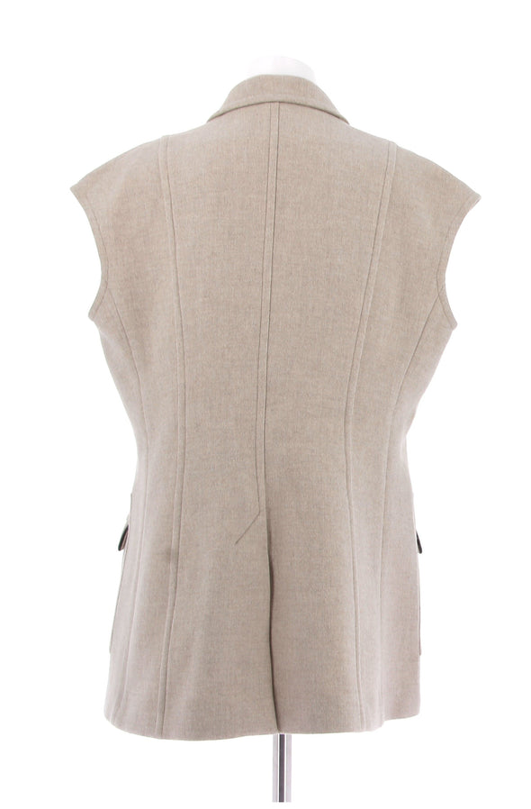 Veste beige sans manches en laine
