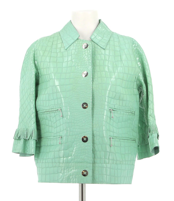Veste en cuir embossée croco
