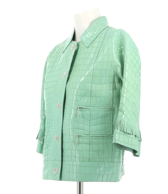 Veste en cuir embossée croco