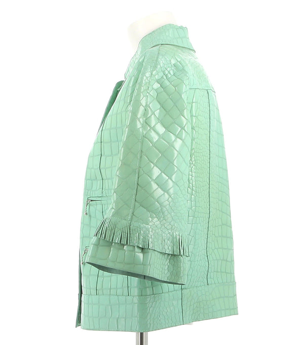 Veste en cuir embossée croco