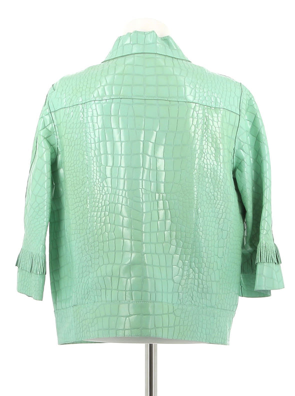 Veste en cuir embossée croco
