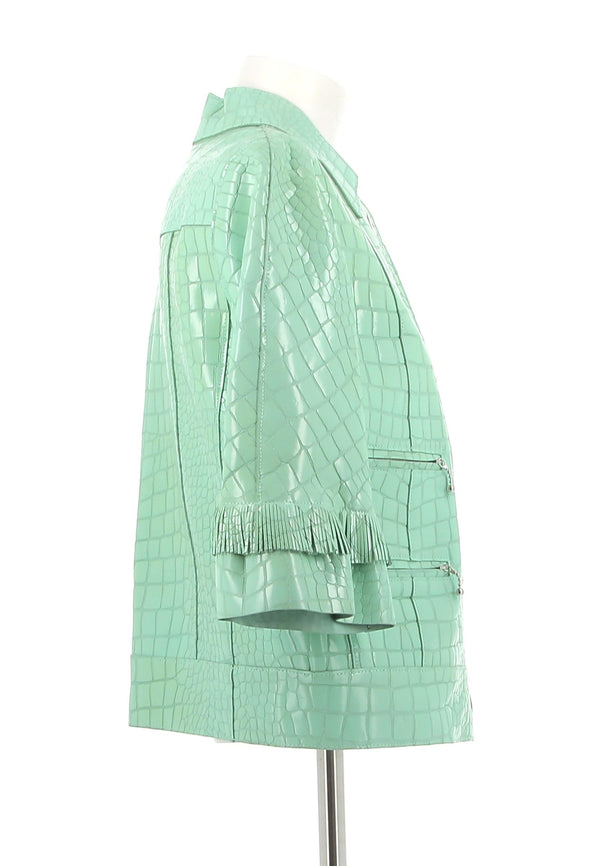 Veste en cuir embossée croco