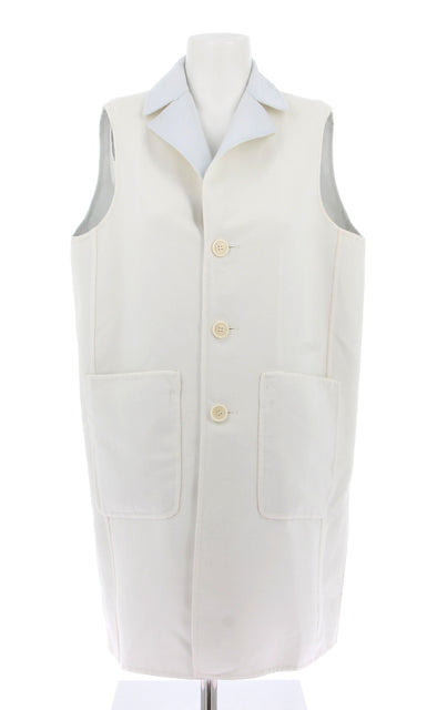 Veste longue blanche sans manches en cachemire