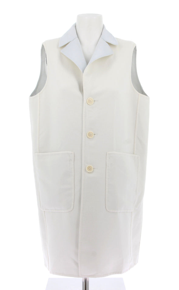 Veste longue blanche sans manches en cachemire