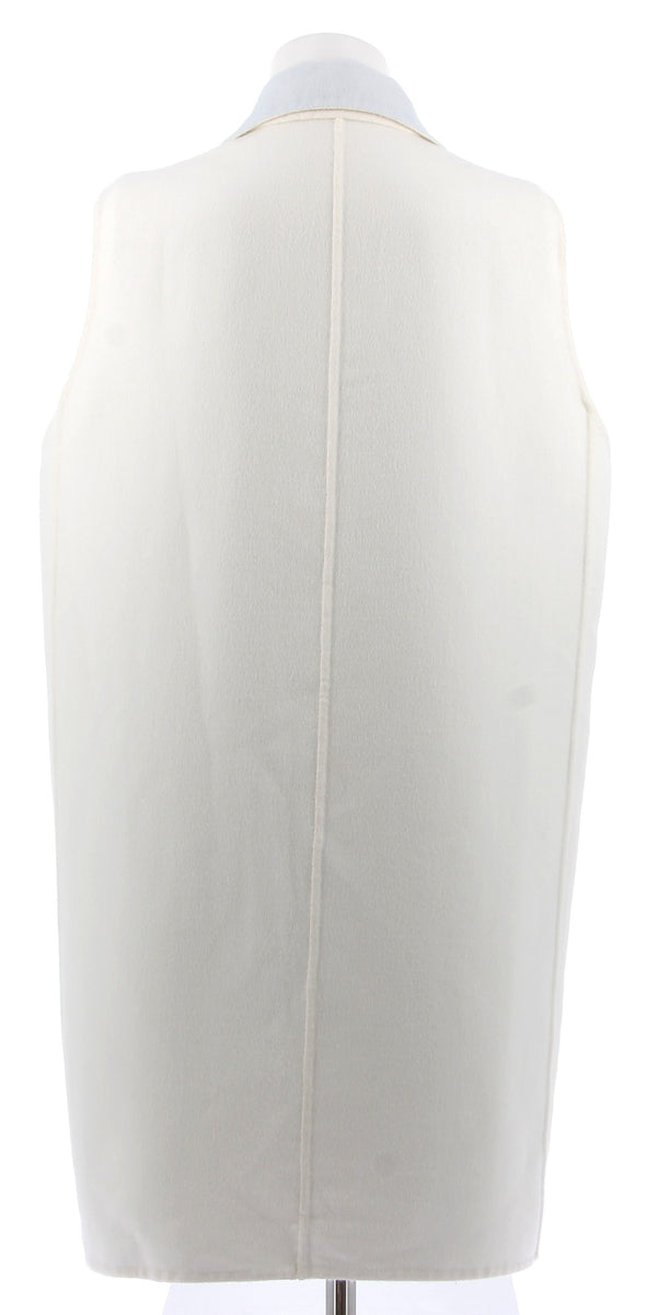 Veste longue blanche sans manches en cachemire