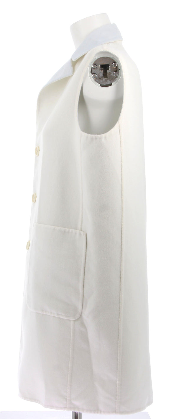 Veste longue blanche sans manches en cachemire