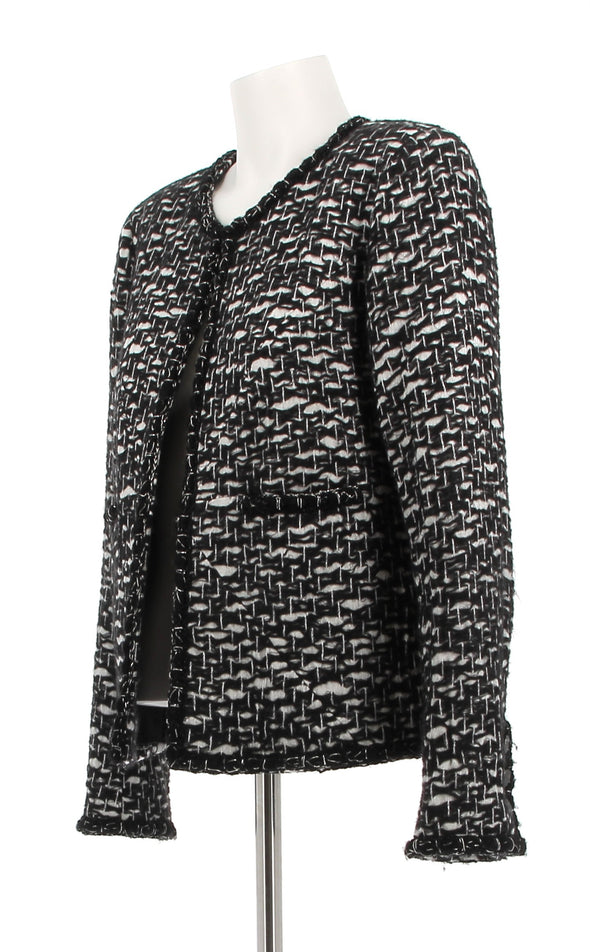 Veste en tweed noir et blanc