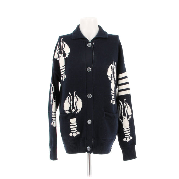 Cardigan marine en laine merino
