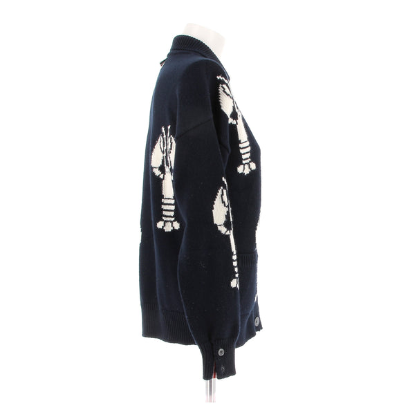 Cardigan marine en laine merino
