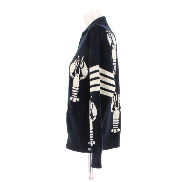 Cardigan marine en laine merino