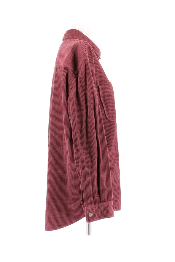 Chemise en velours côtelé bordeaux