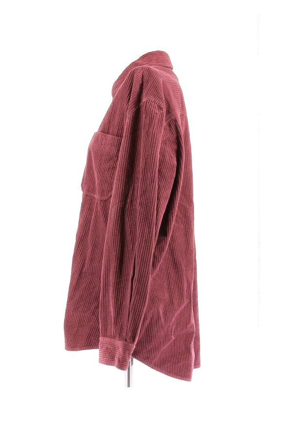 Chemise en velours côtelé bordeaux