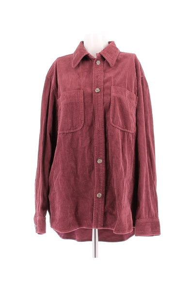Chemise en velours côtelé bordeaux