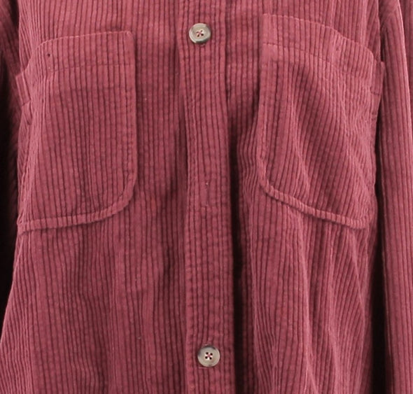 Chemise en velours côtelé bordeaux