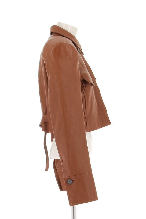 Veste en cuir marron