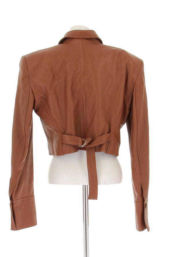 Veste en cuir marron