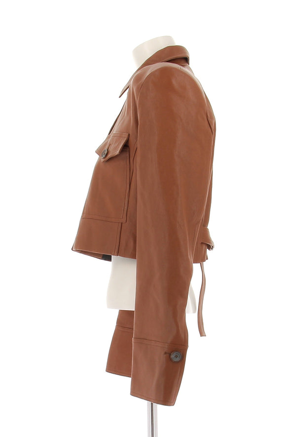 Veste en cuir marron
