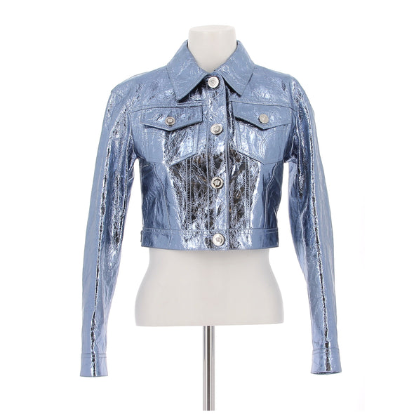 Veste en cuir métallisé