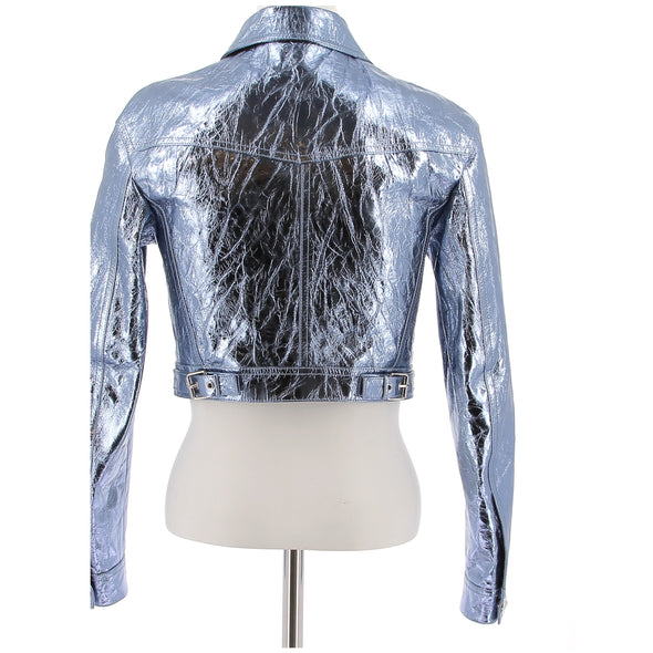 Veste en cuir métallisé