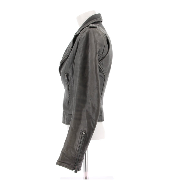 Blouson en cuir gris